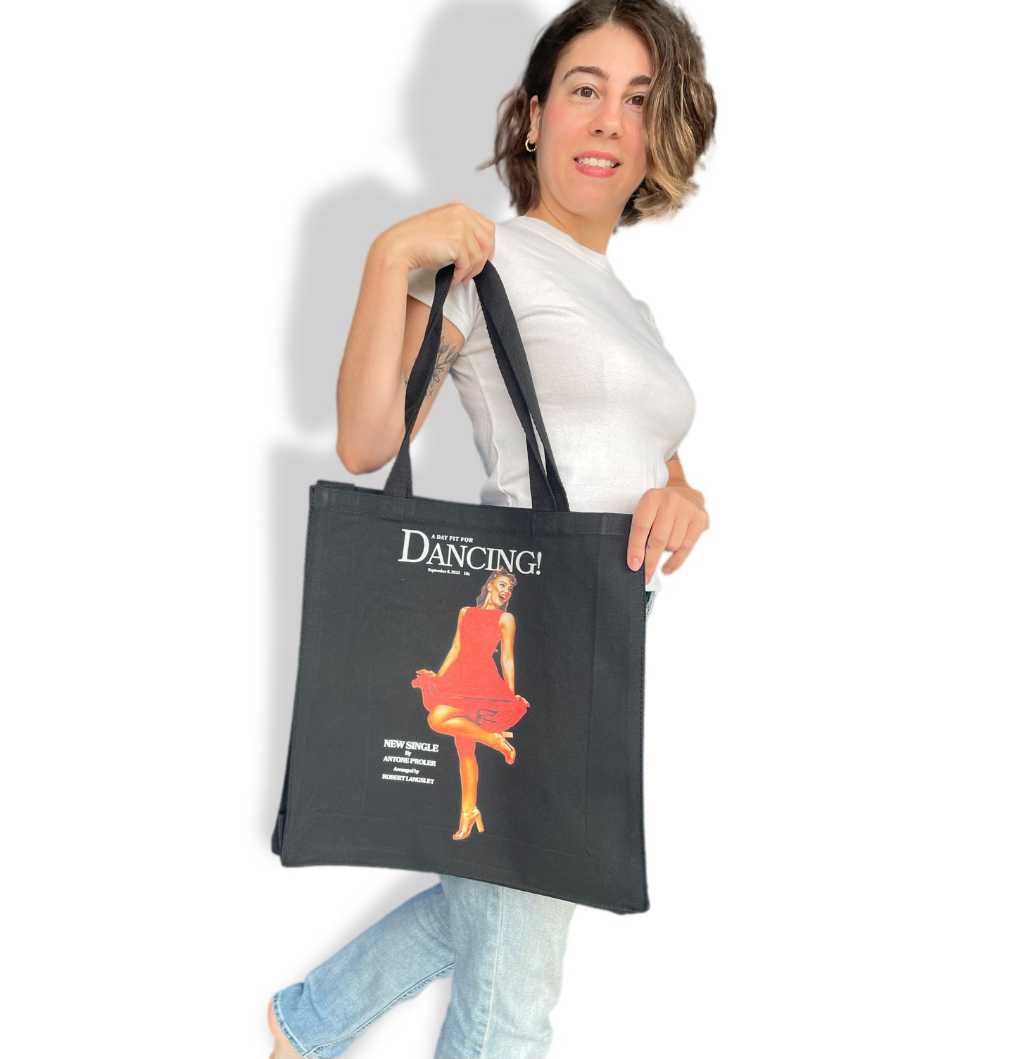 Heavy Duty Canvas Tote in Black - "Day Fit For Dancing"