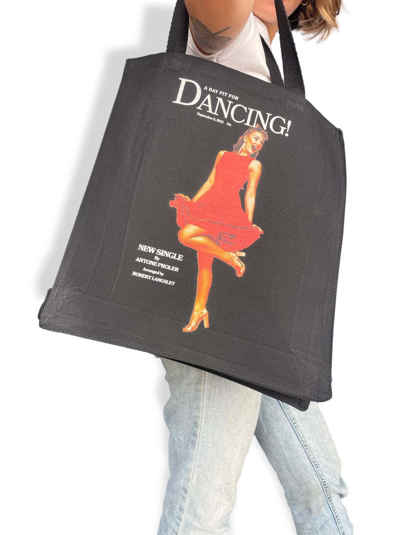 Heavy Duty Canvas Tote in Black - "Day Fit For Dancing"